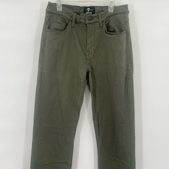 7 For All Mankind Denim - 7 For All Mankind Luxe Sport Slimmy Jeans in Olive Green Size 28
